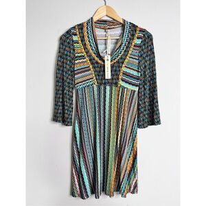 Uncle Frank Red Bird Boho Soft Multi Print Dress Sz XS